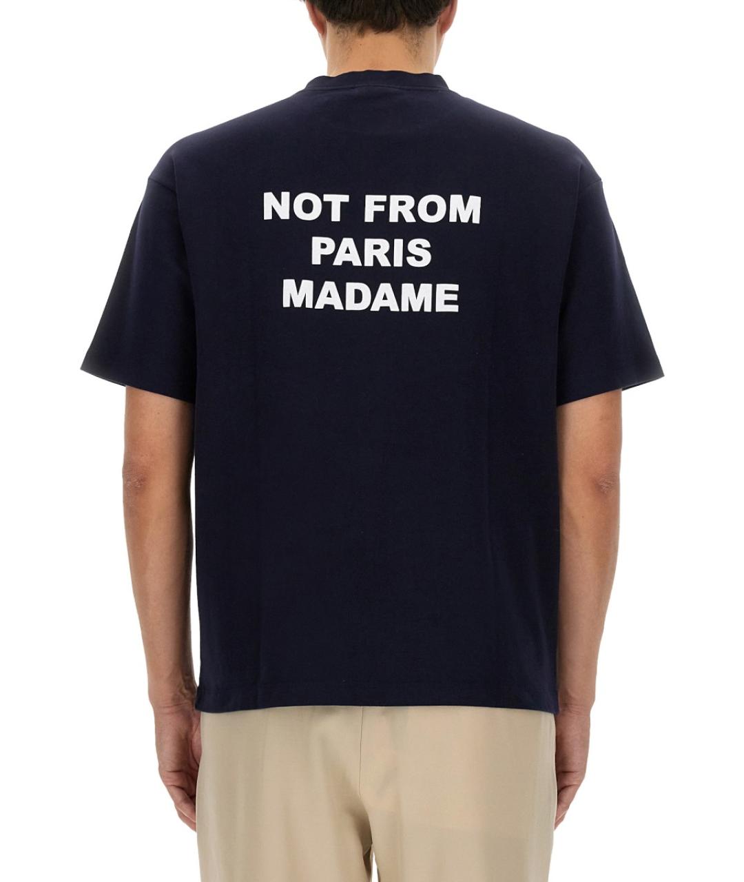 Drole de Monsieur Темно-синяя хлопковая футболка, фото 3