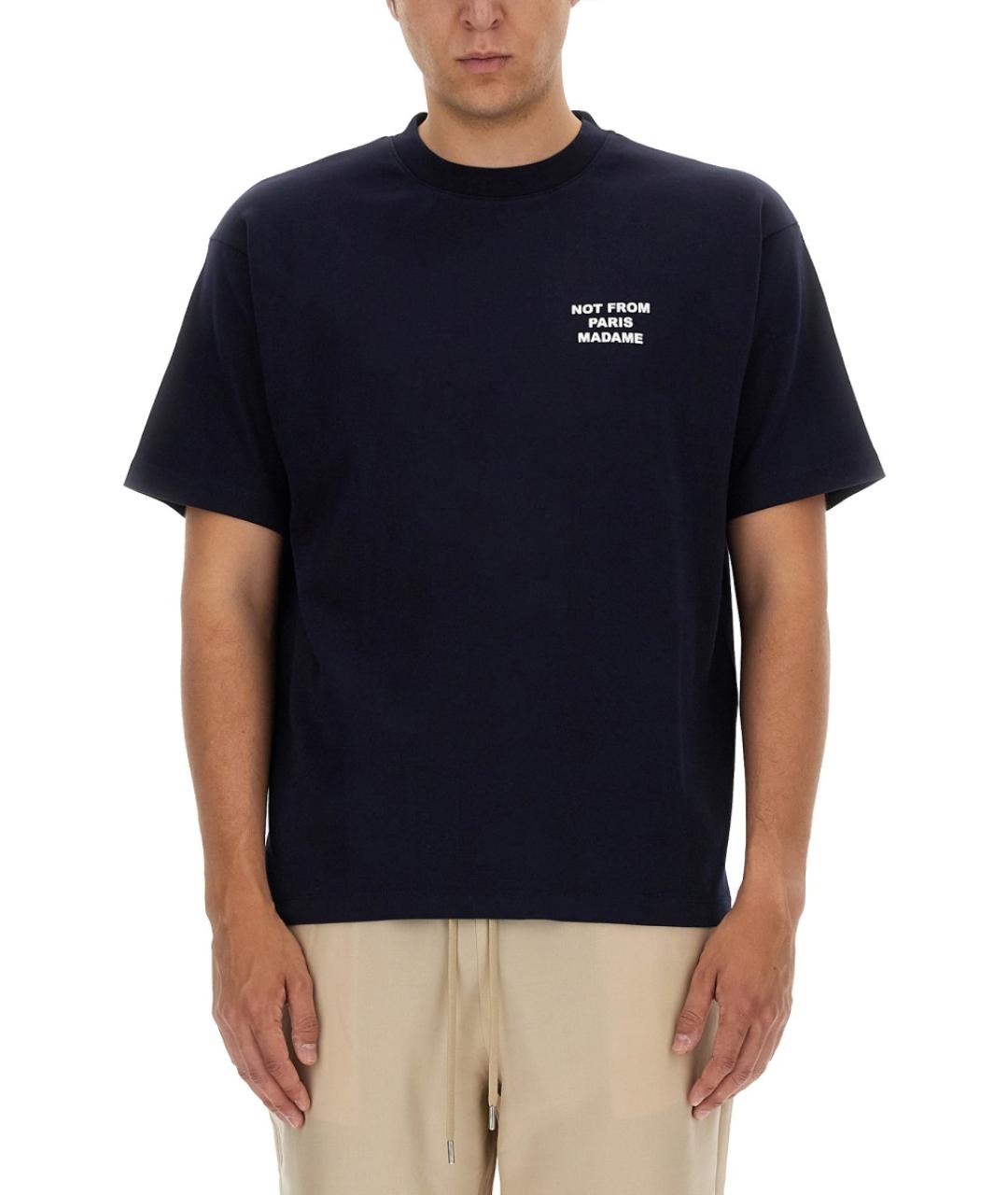 Drole de Monsieur Темно-синяя хлопковая футболка, фото 5