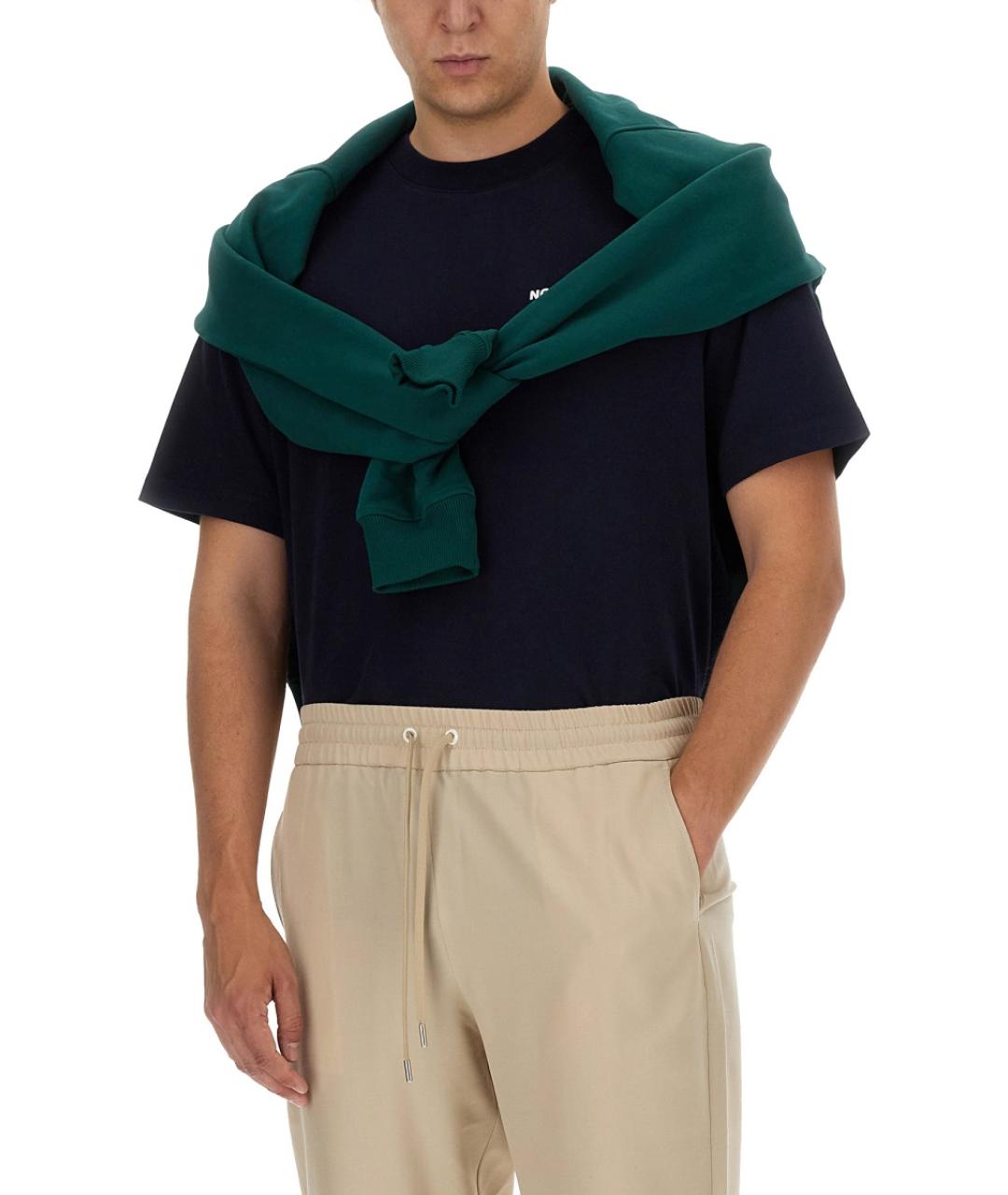 Drole de Monsieur Темно-синяя хлопковая футболка, фото 4