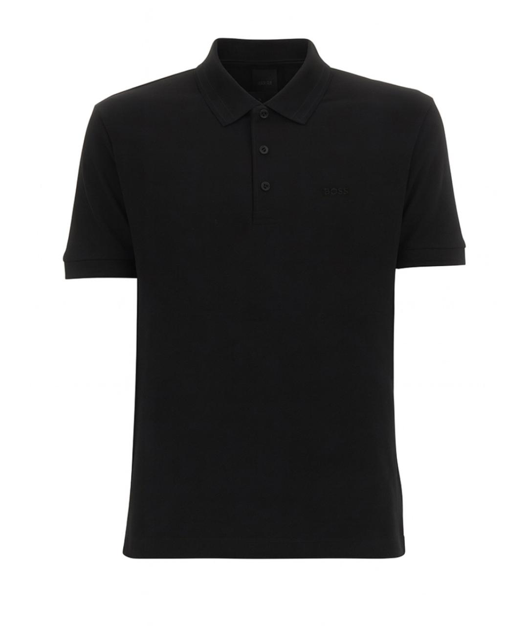 HUGO BOSS Черное хлопковое поло с коротким рукавом, фото 1
