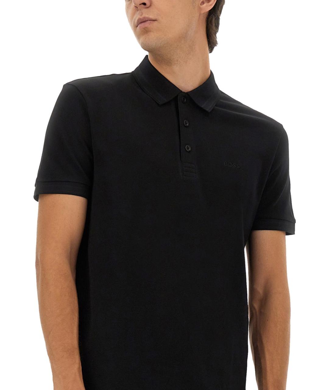 HUGO BOSS Черное хлопковое поло с коротким рукавом, фото 6