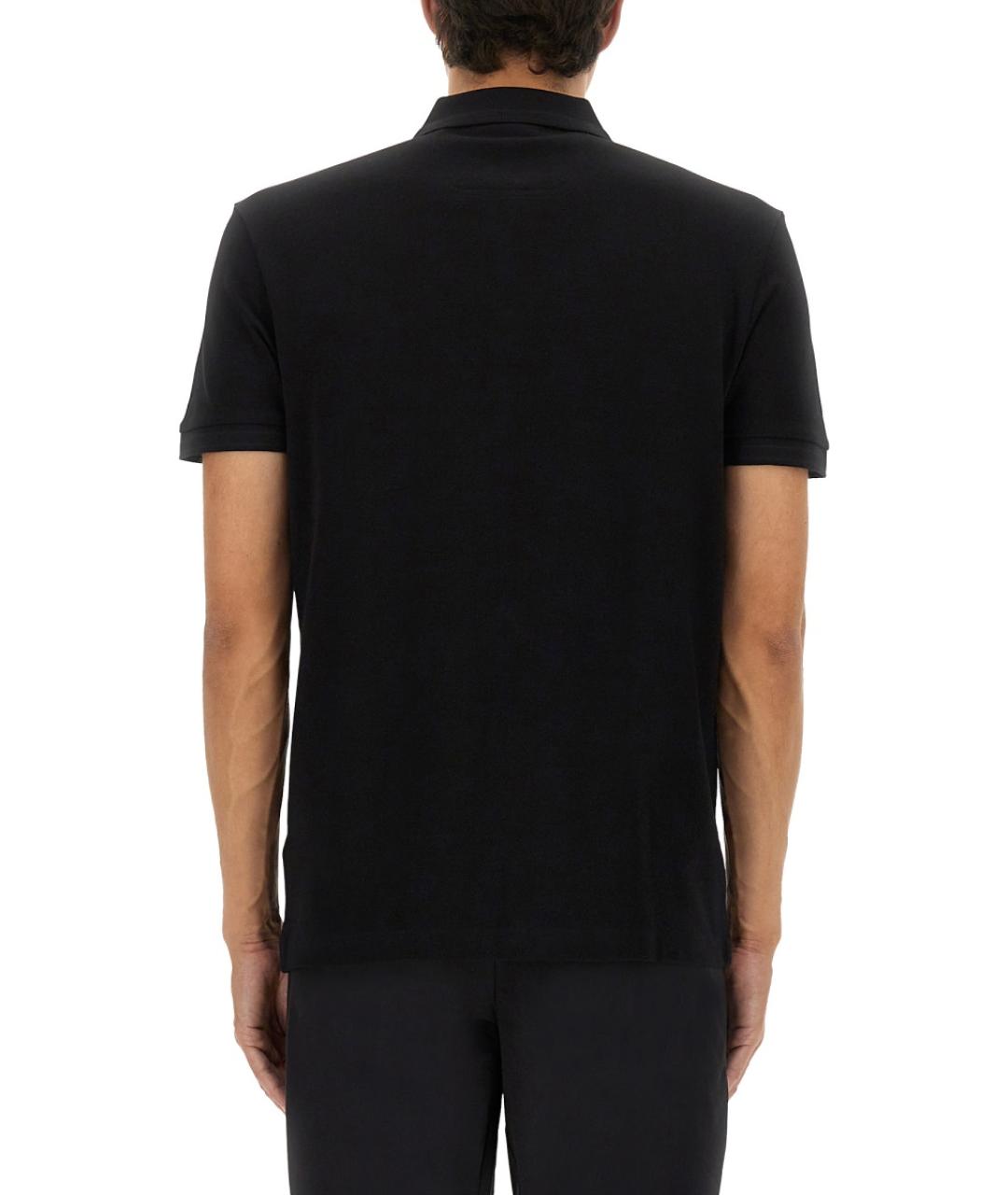 HUGO BOSS Черное хлопковое поло с коротким рукавом, фото 5