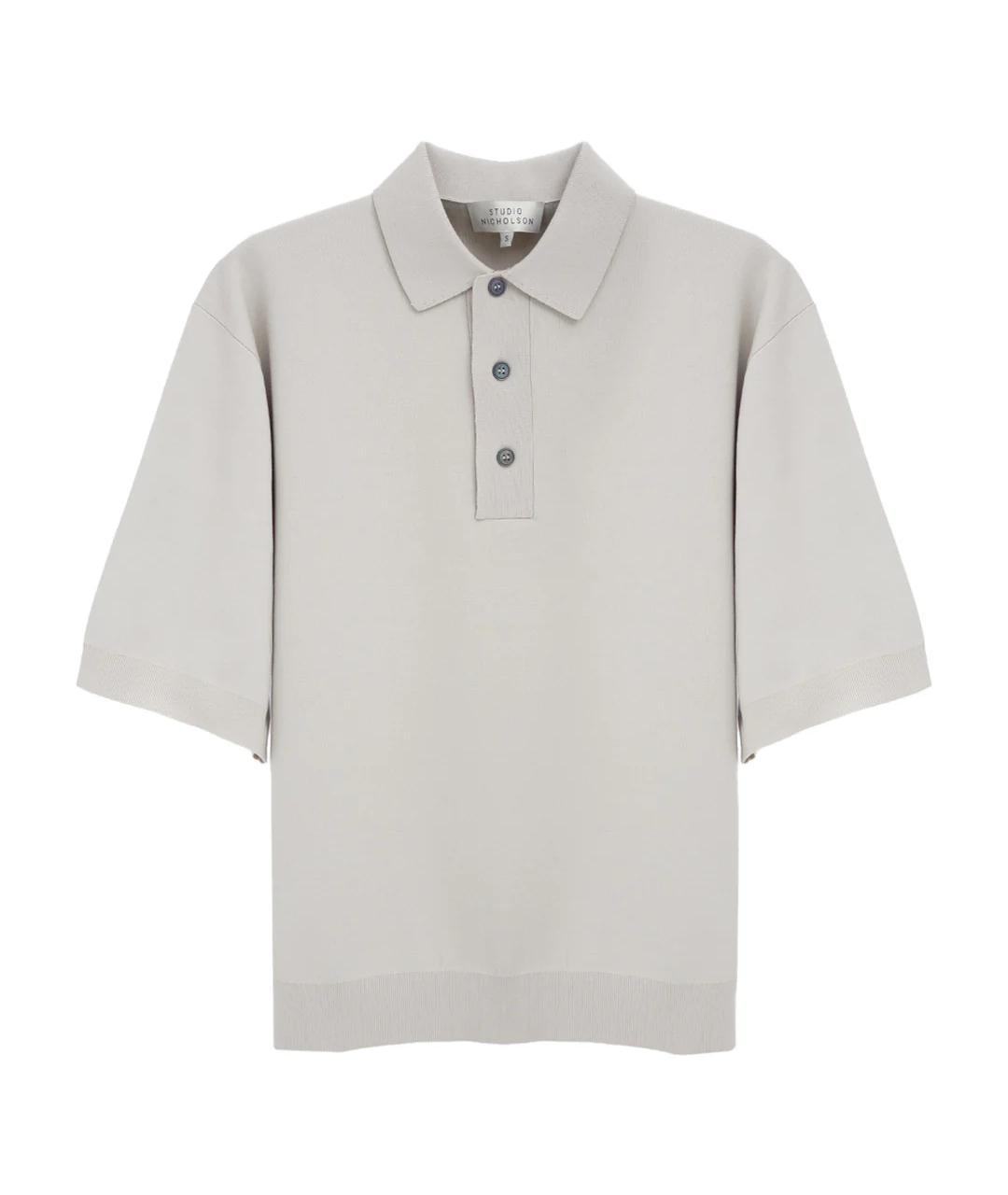 STUDIO NICHOLSON Белое хлопко-полиэстеровое поло с коротким рукавом, фото 1