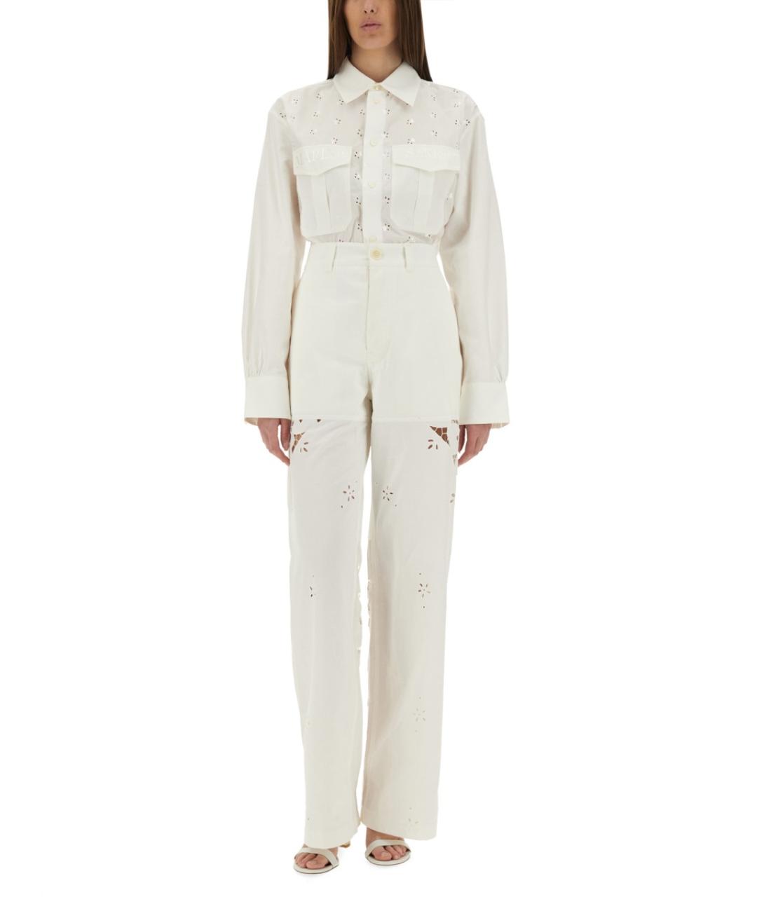 MARINE SERRE Белые хлопковые прямые брюки, фото 3