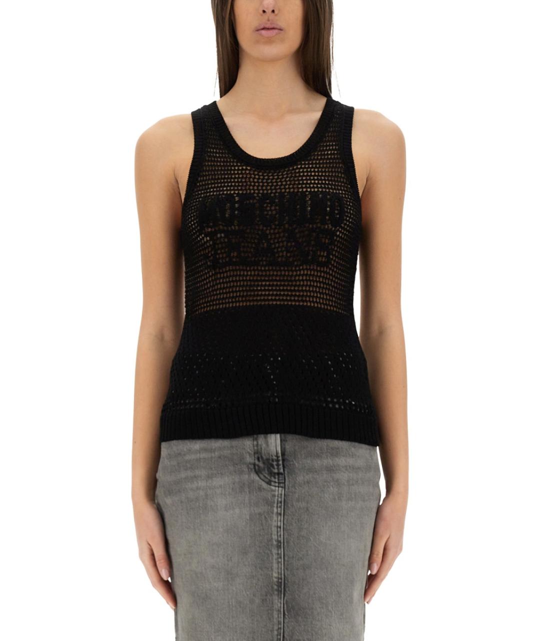 MOSCHINO JEANS Черная хлопковая майка, фото 5