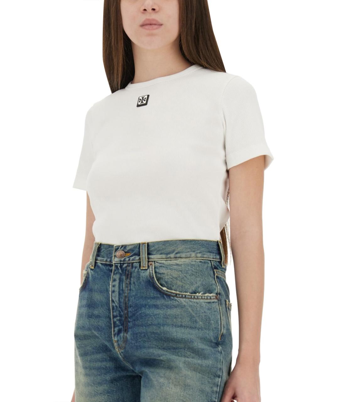 TORY BURCH Белая хлопковая футболка, фото 4