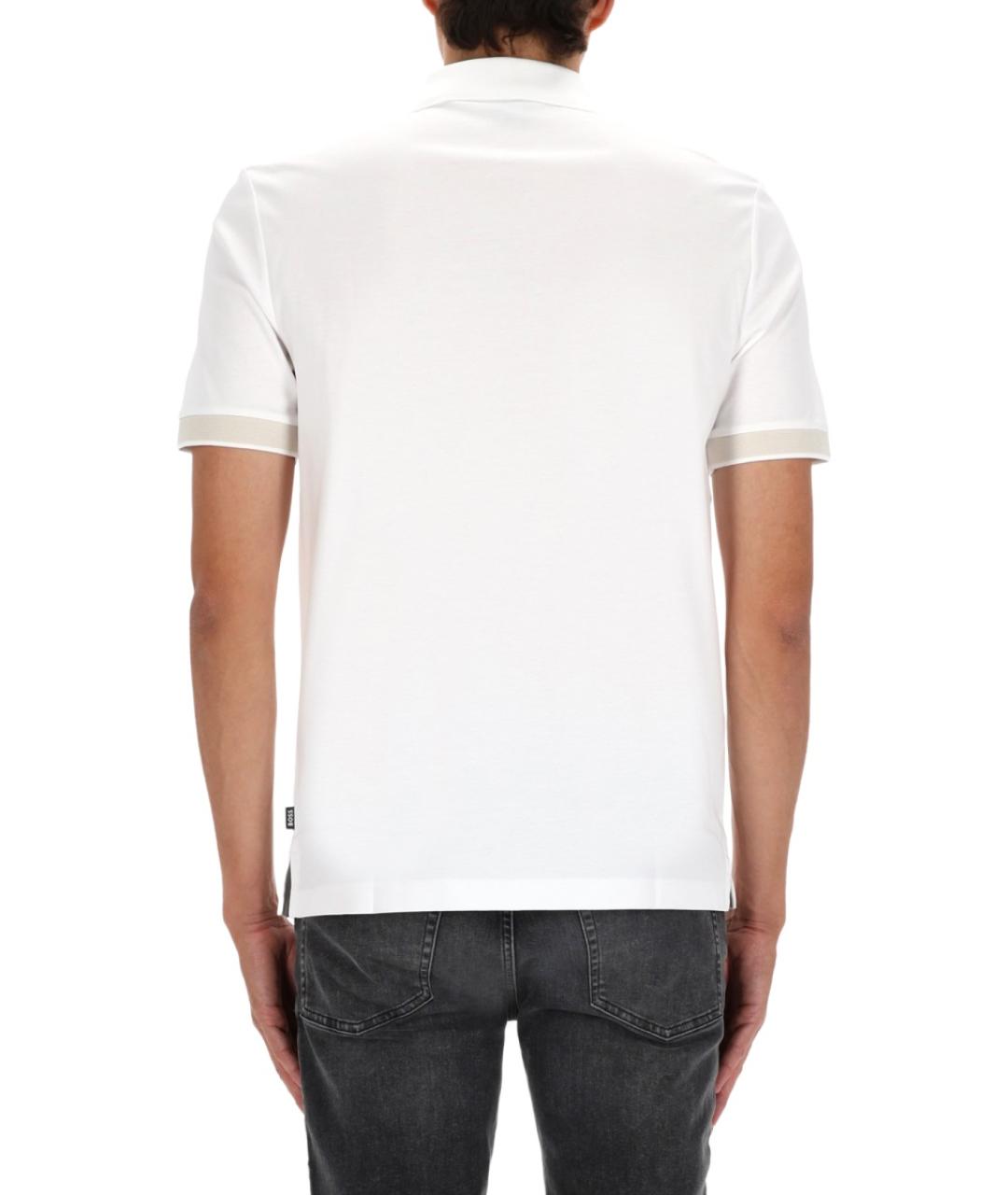 HUGO BOSS Белое хлопковое поло с коротким рукавом, фото 4