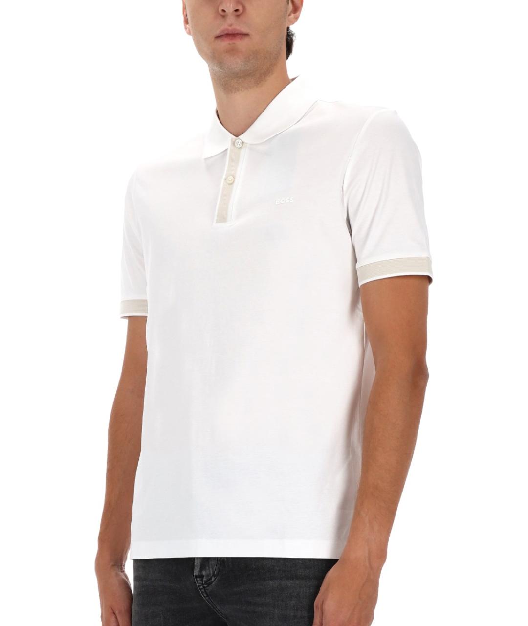HUGO BOSS Белое хлопковое поло с коротким рукавом, фото 3