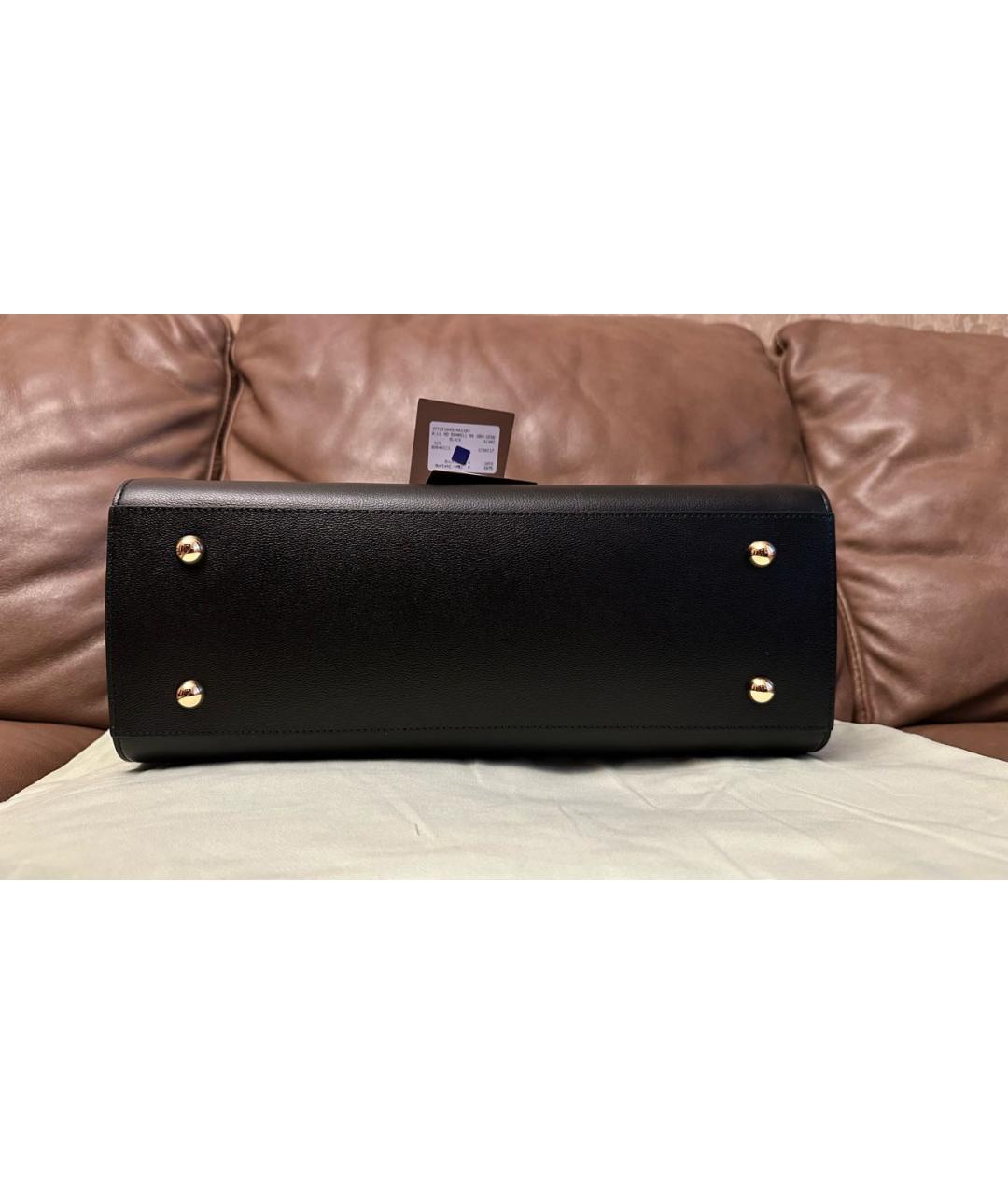 BURBERRY Черная кожаная сумка тоут, фото 5