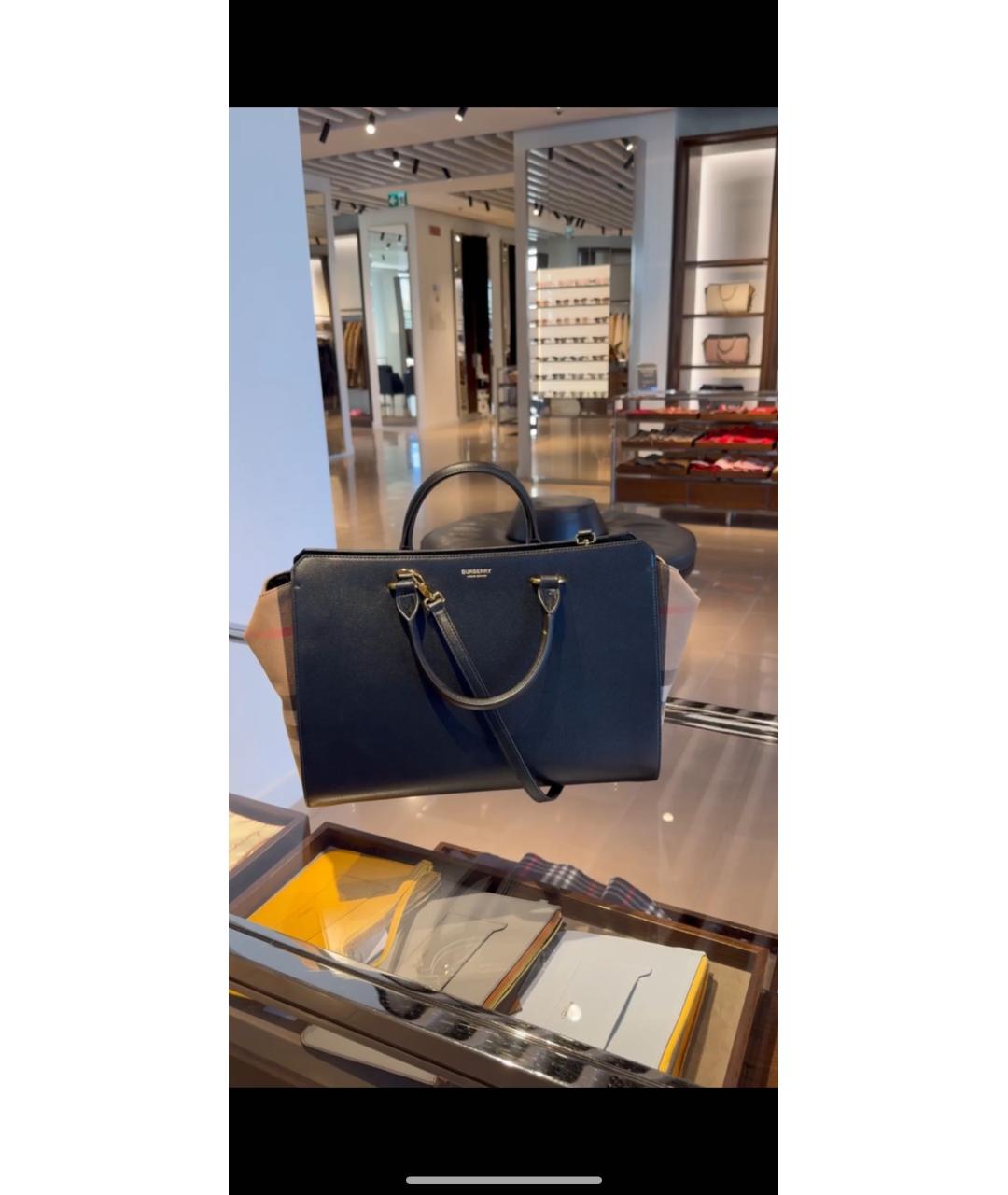 BURBERRY Черная кожаная сумка тоут, фото 3