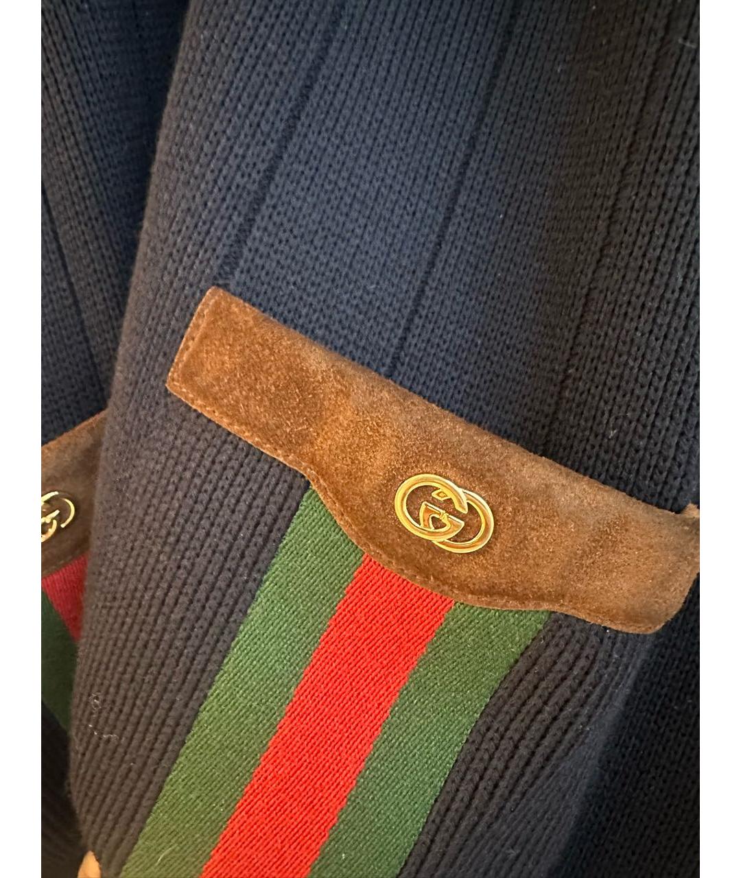 GUCCI Темно-синий шерстяной кардиган, фото 2