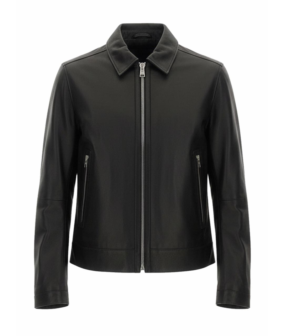 HUGO BOSS Черная кожаная куртка, фото 1