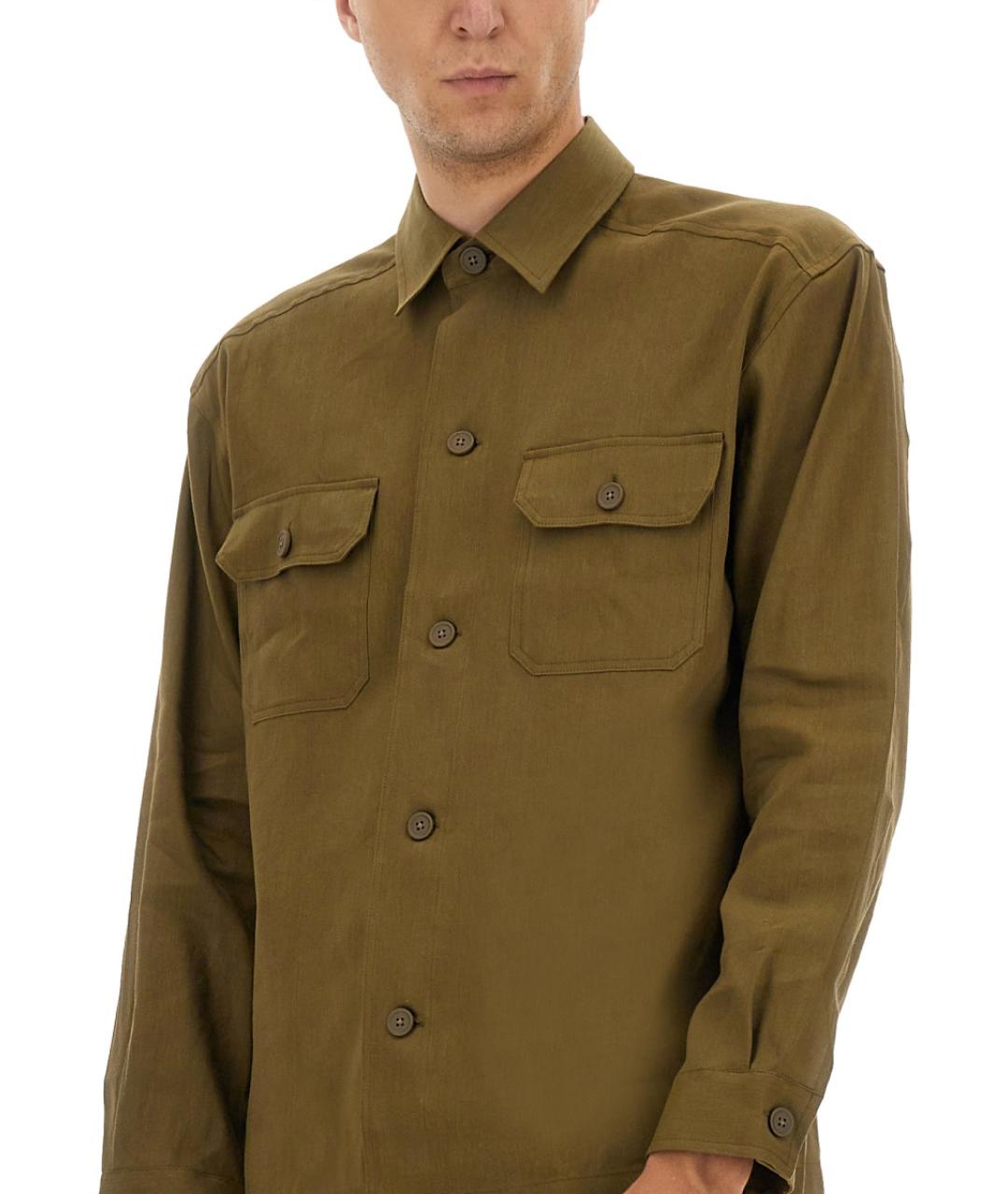 HUGO BOSS Хаки льняная кэжуал рубашка, фото 4