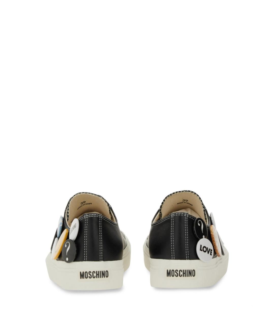 MOSCHINO Черные кожаные кеды, фото 3