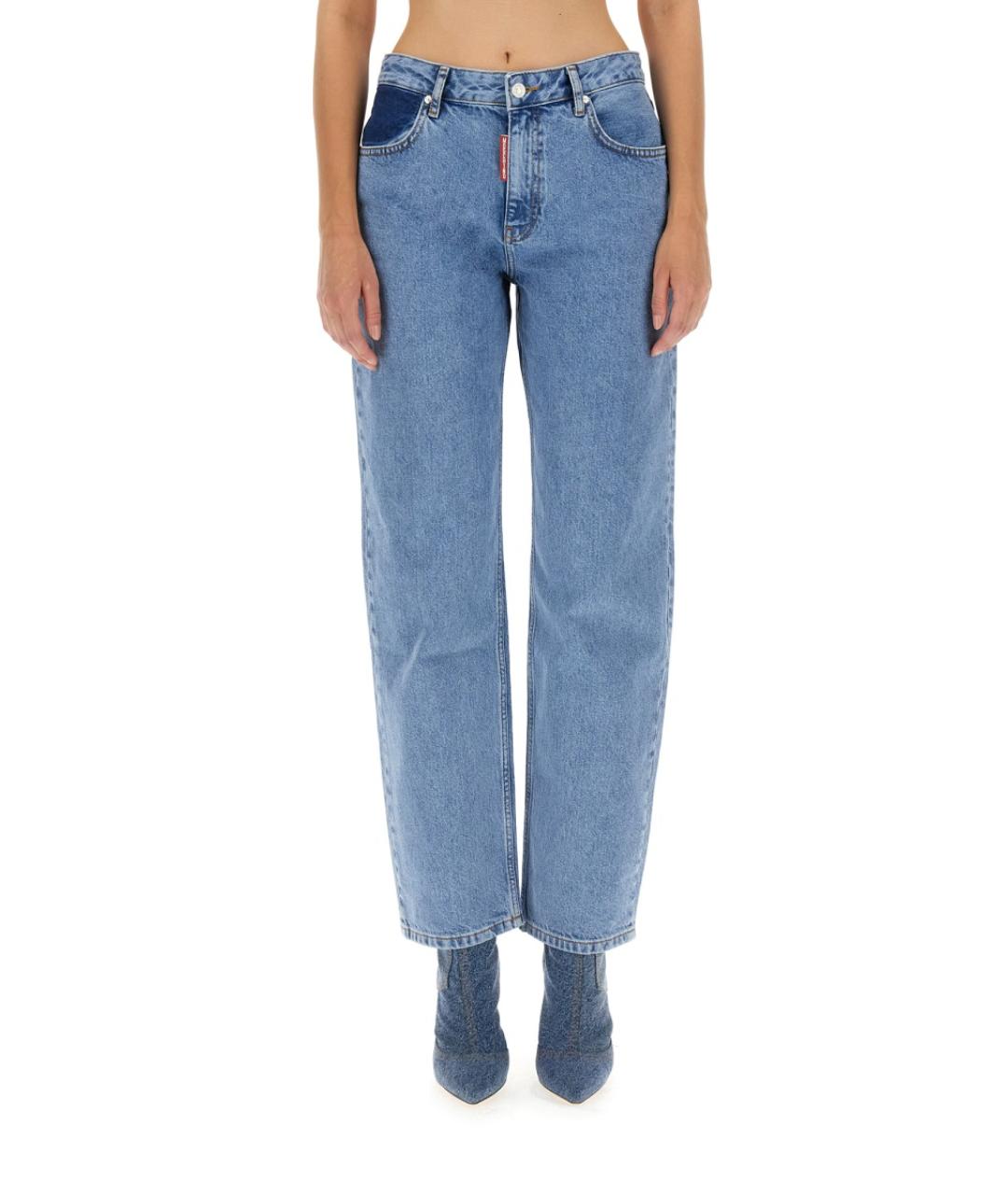 MOSCHINO JEANS Синие хлопковые прямые джинсы, фото 5