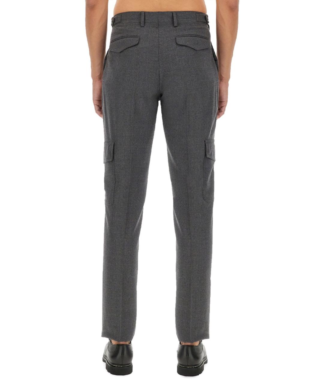 LARDINI Серые шерстяные классические брюки, фото 4