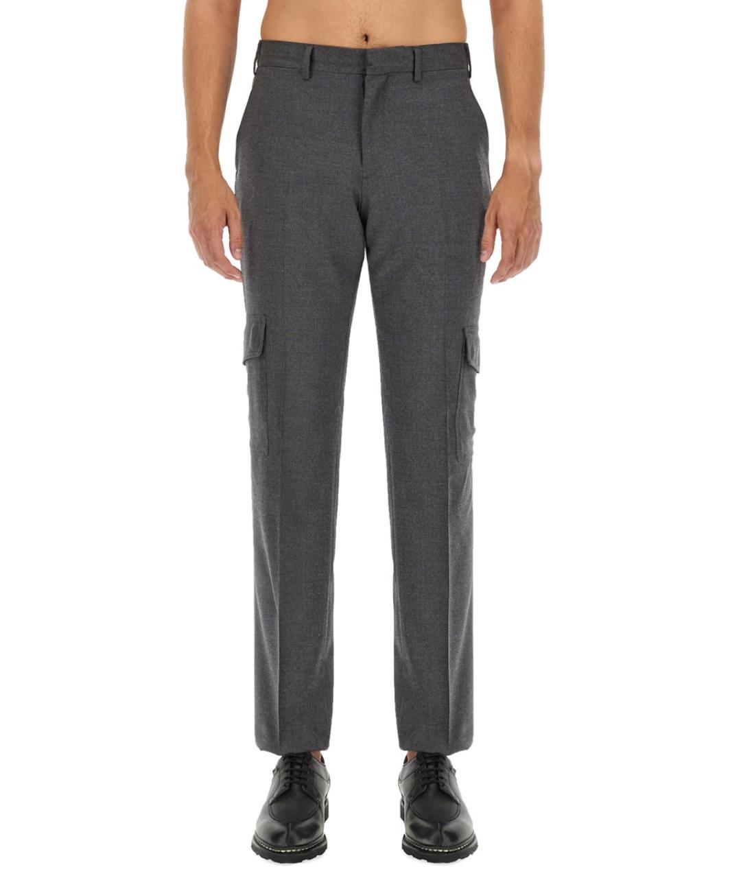 LARDINI Серые шерстяные классические брюки, фото 5