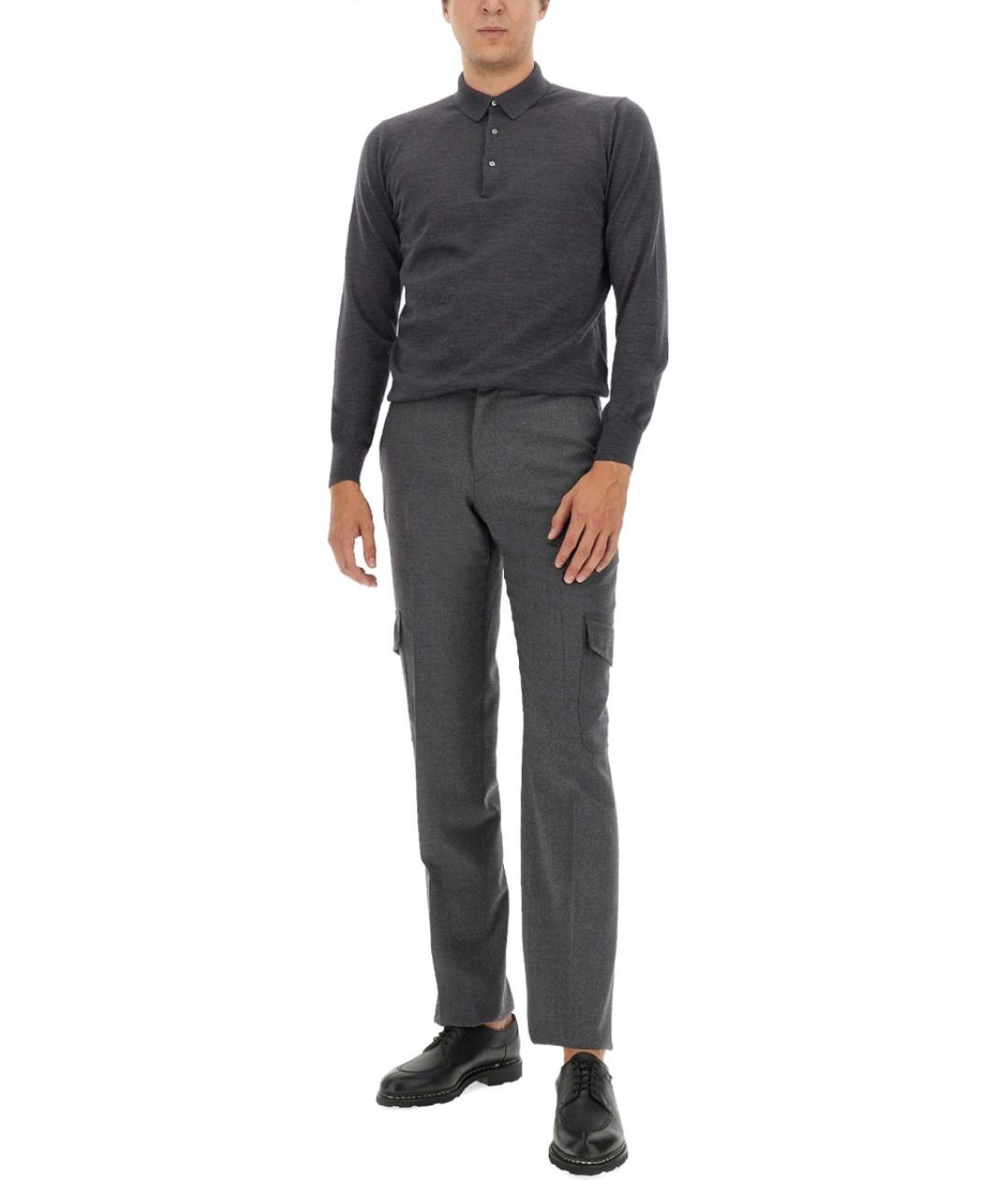 LARDINI Серые шерстяные классические брюки, фото 2