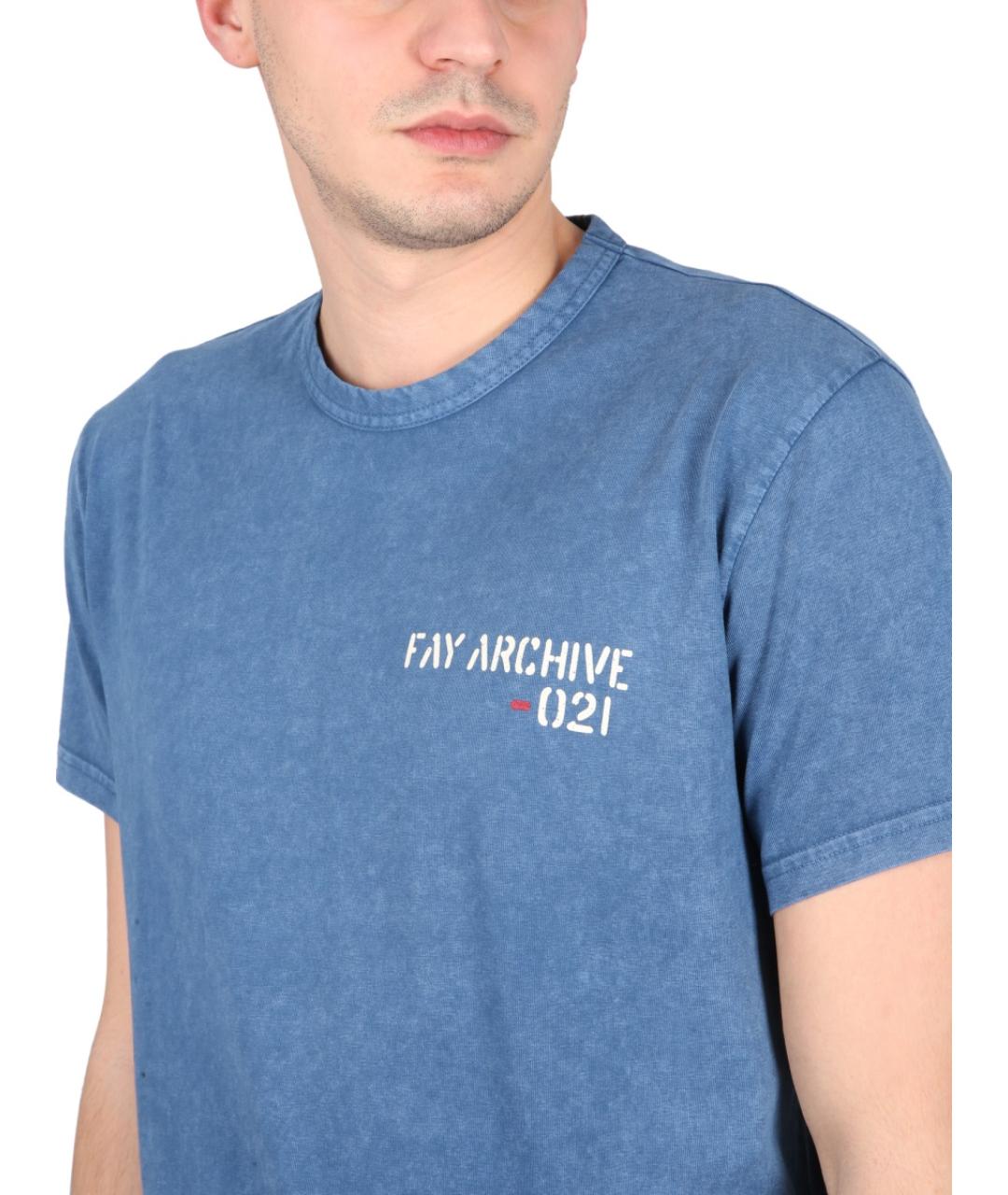 FAY Синяя хлопковая футболка, фото 4