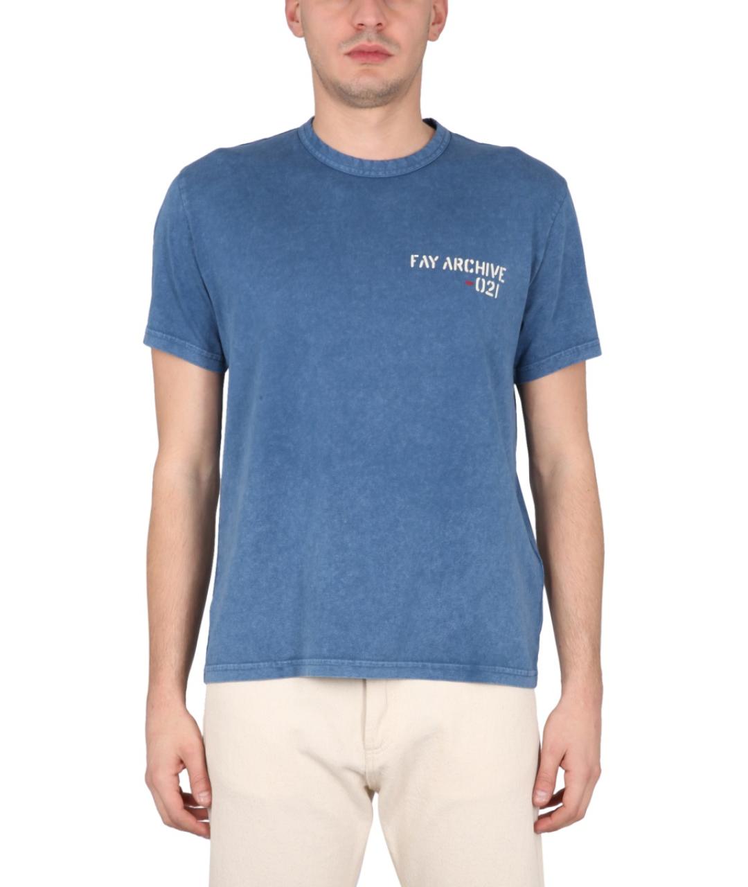FAY Синяя хлопковая футболка, фото 5