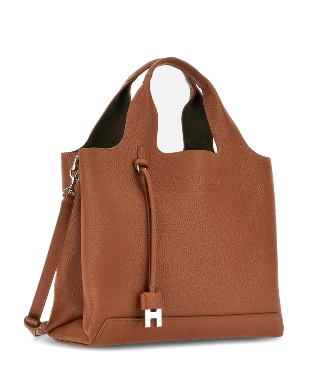 HOGAN Коричневая кожаная сумка тоут, фото 2
