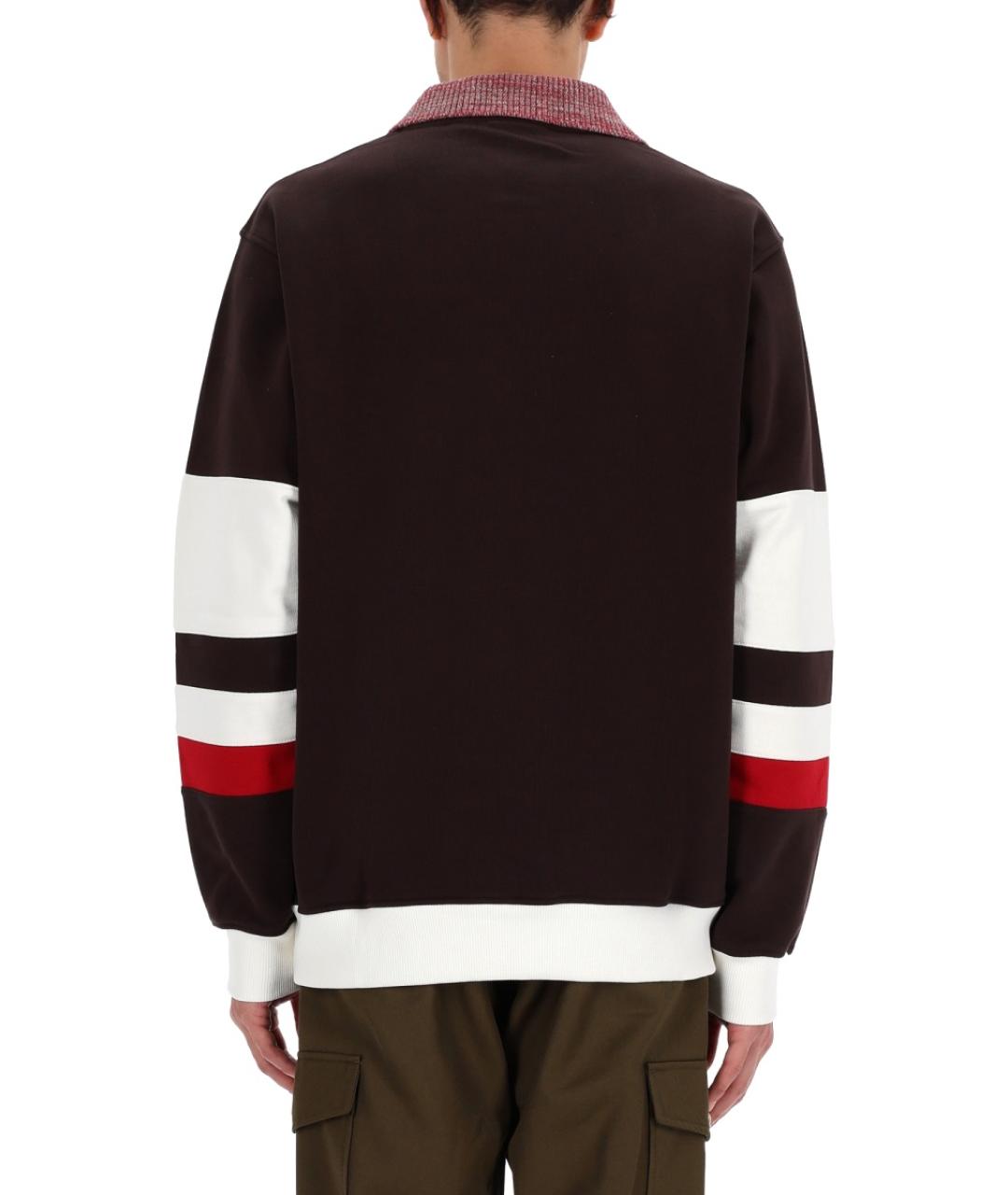 Drole de Monsieur Коричневое хлопковое поло с длинным рукавом, фото 3