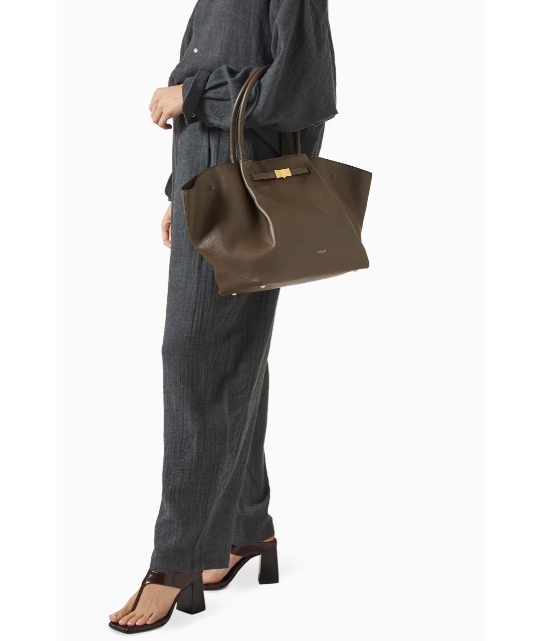 DEMELLIER Хаки кожаная сумка тоут, фото 2