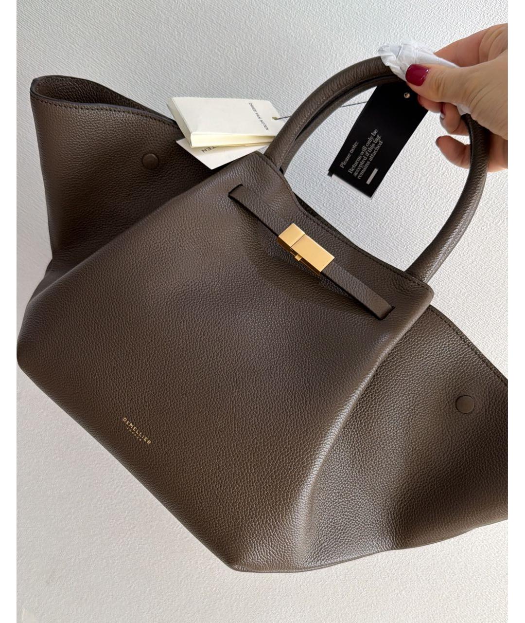 DEMELLIER Хаки кожаная сумка тоут, фото 4