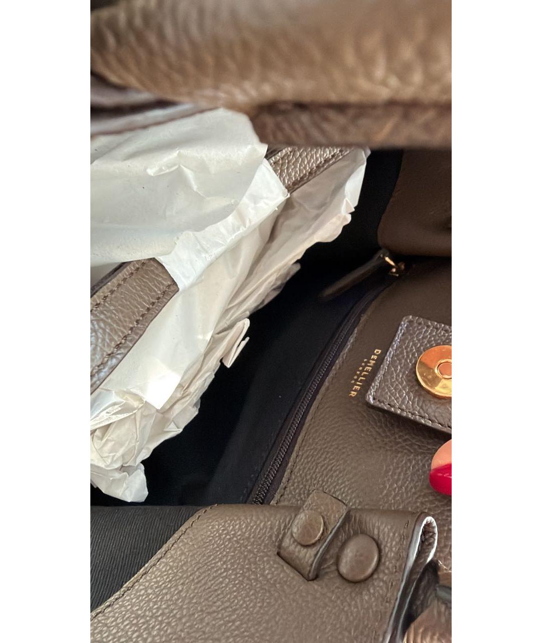 DEMELLIER Хаки кожаная сумка тоут, фото 6