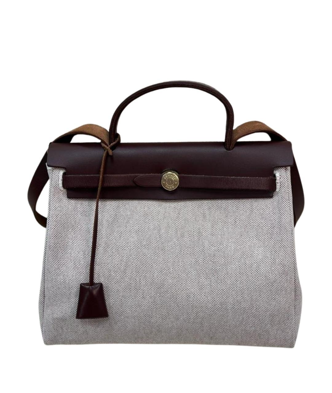 HERMES Бежевая тканевая сумка через плечо, фото 1