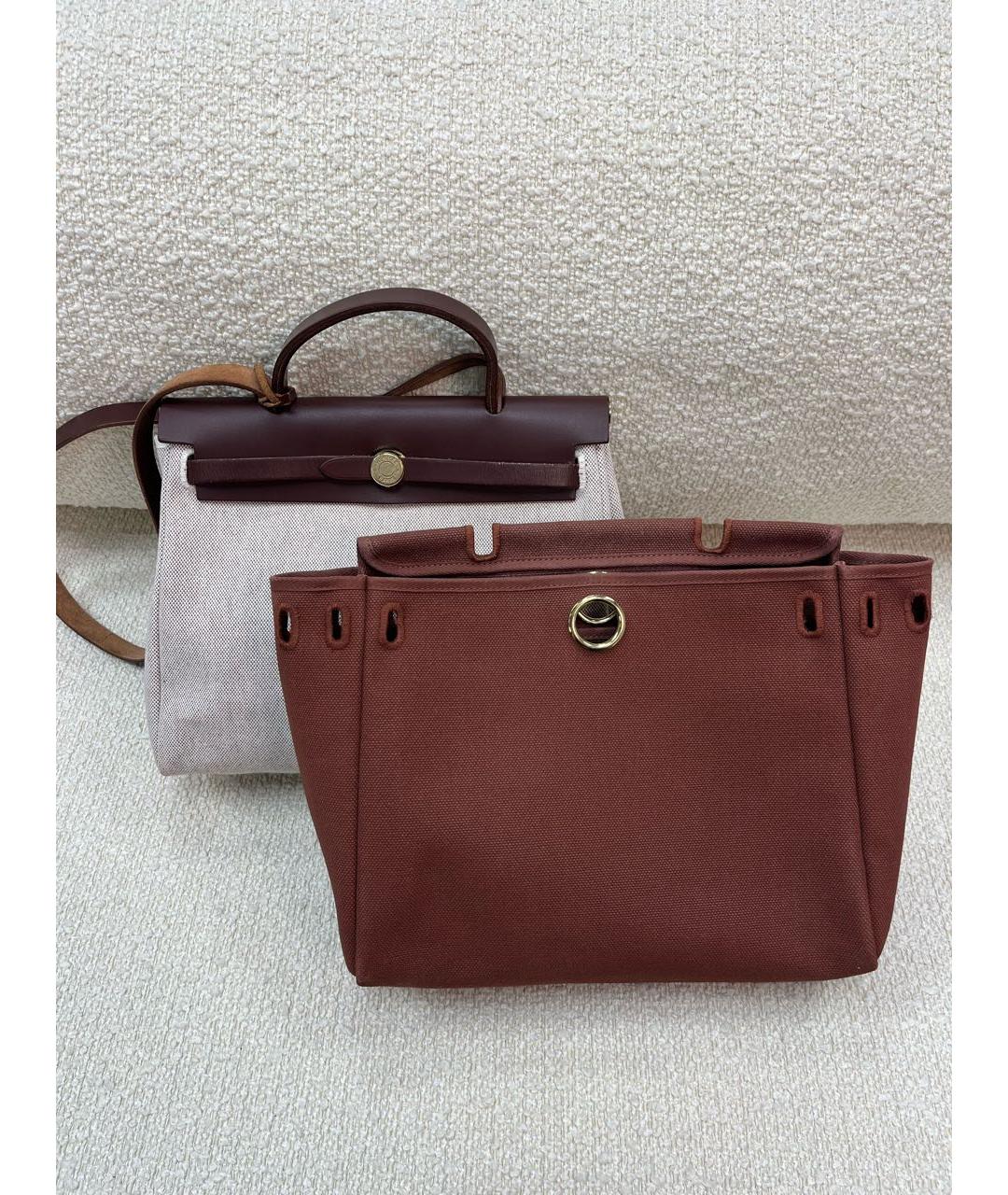 HERMES Бежевая тканевая сумка через плечо, фото 7