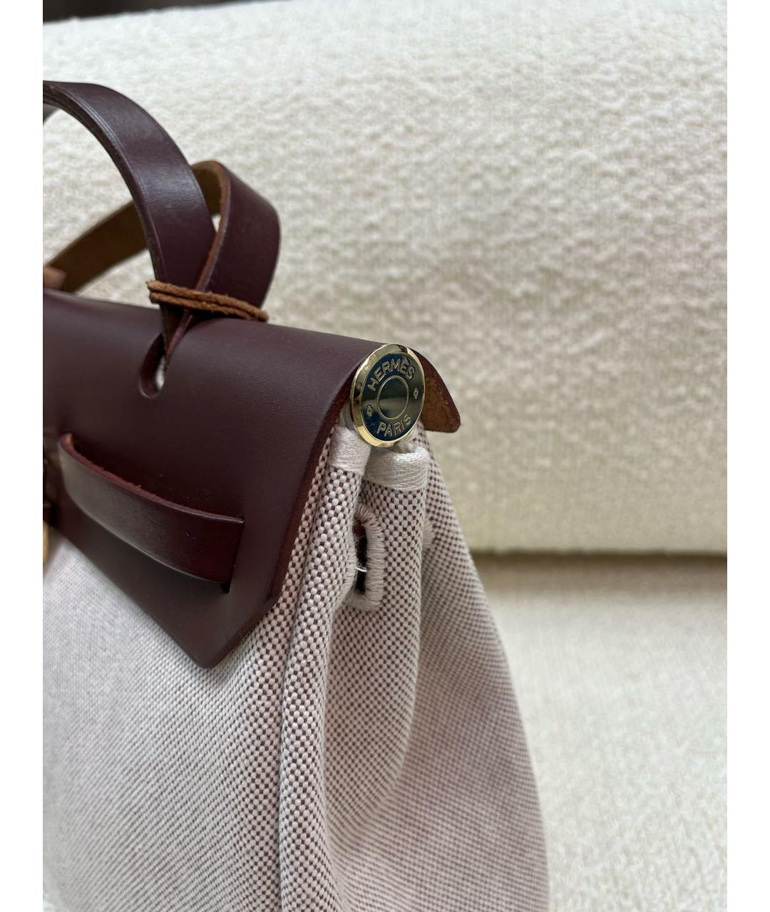 HERMES Бежевая тканевая сумка через плечо, фото 8