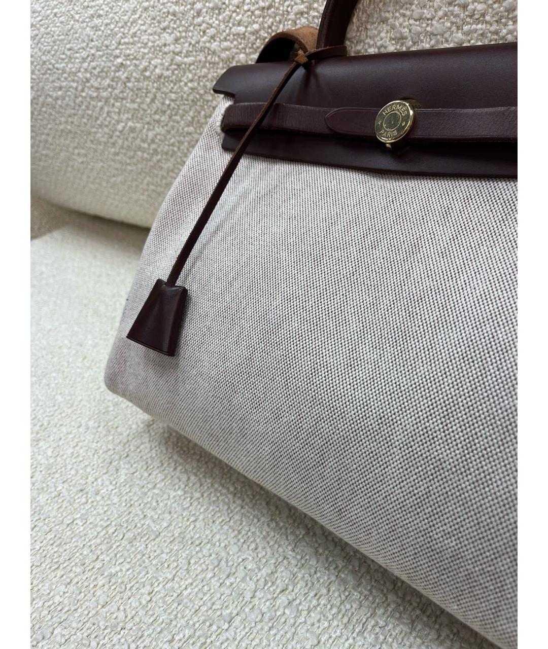 HERMES Бежевая тканевая сумка через плечо, фото 6