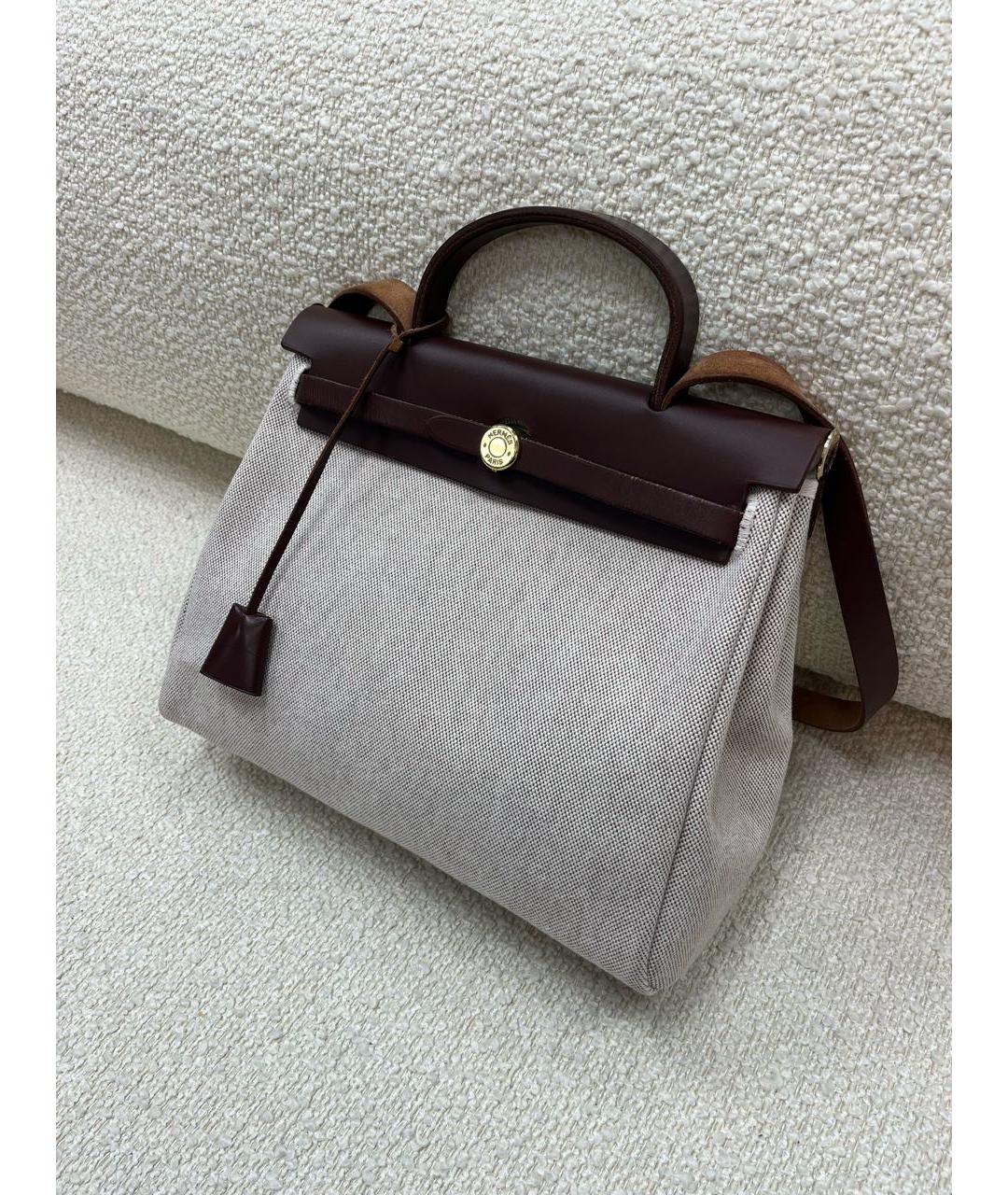 HERMES Бежевая тканевая сумка через плечо, фото 2