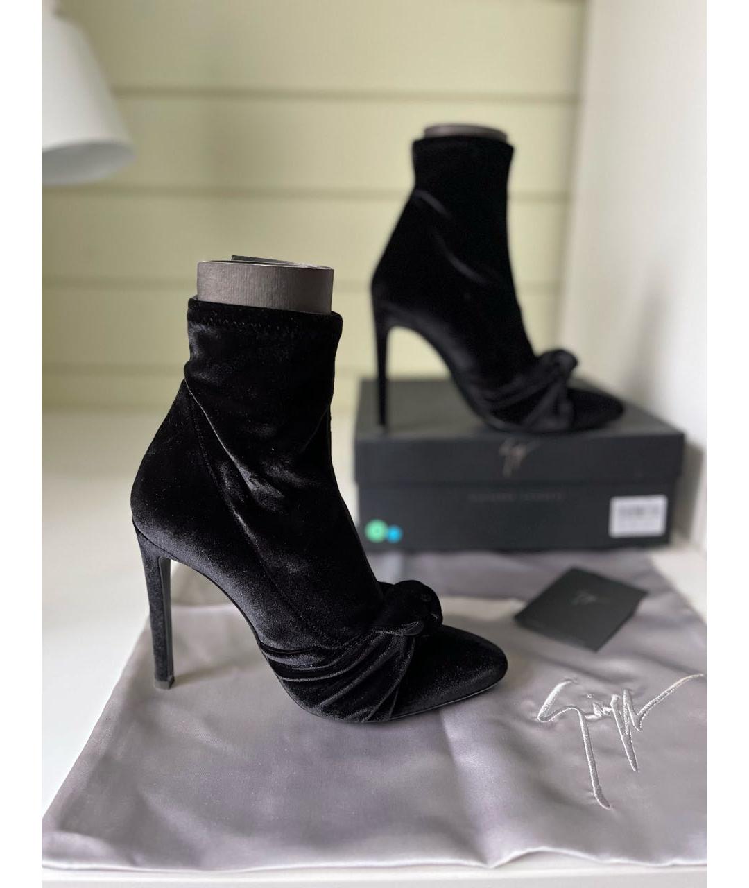 GIUSEPPE ZANOTTI DESIGN Черные бархатные ботильоны, фото 8