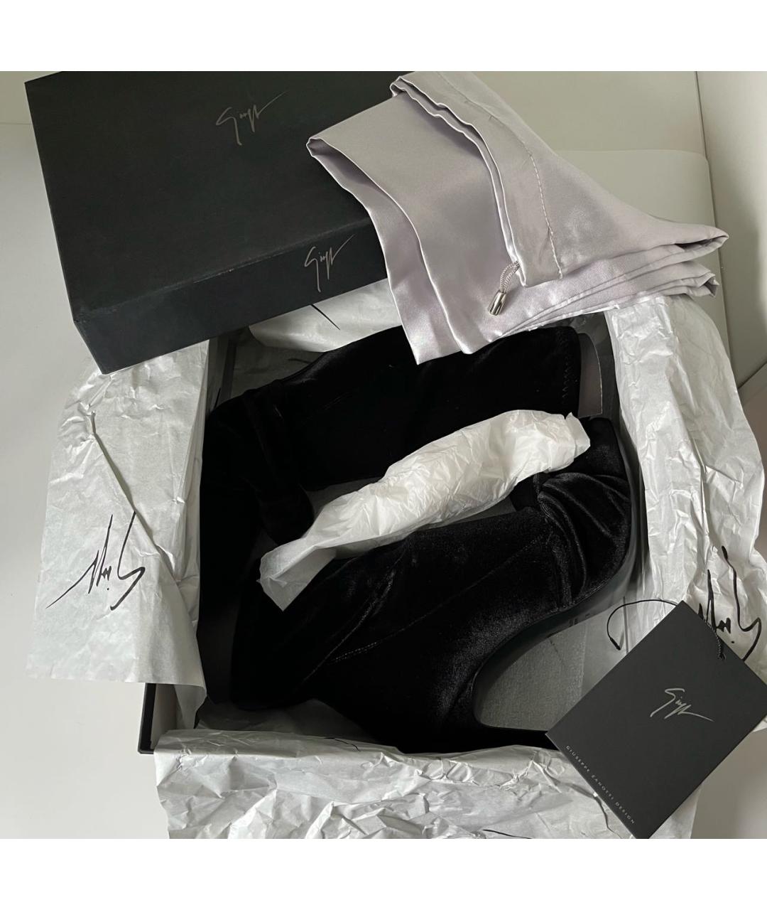 GIUSEPPE ZANOTTI DESIGN Черные бархатные ботильоны, фото 6