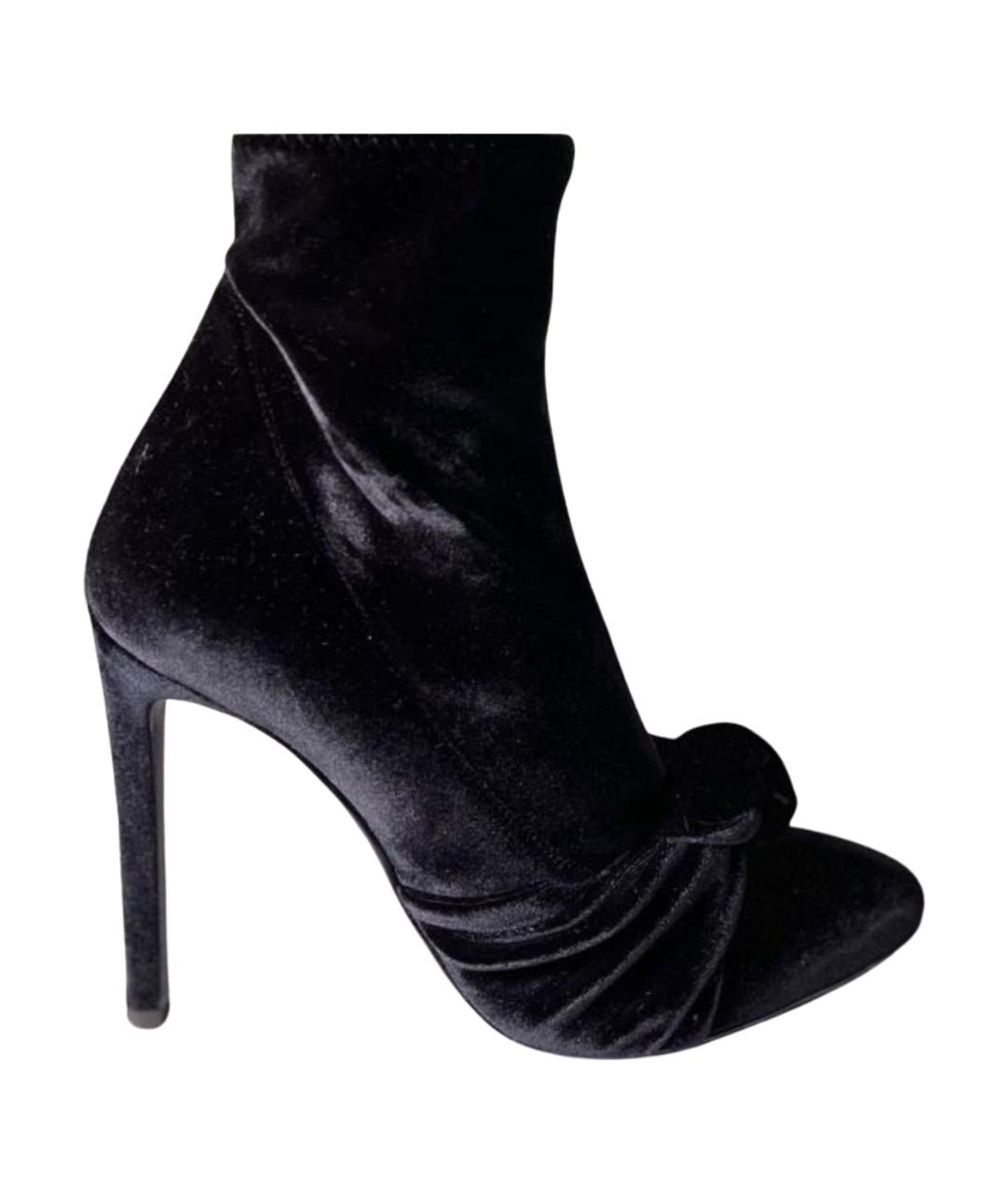 GIUSEPPE ZANOTTI DESIGN Черные бархатные ботильоны, фото 1