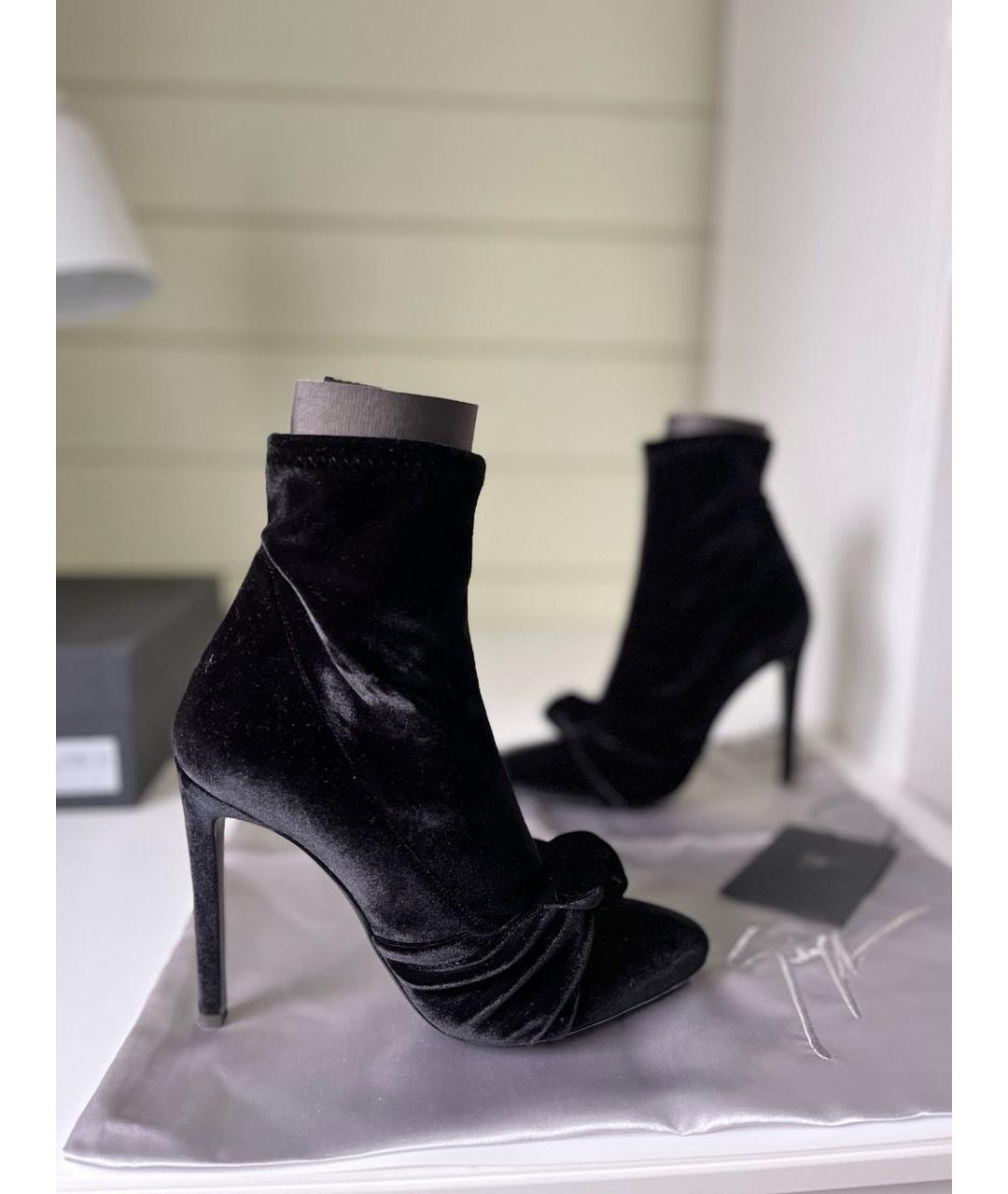 GIUSEPPE ZANOTTI DESIGN Черные бархатные ботильоны, фото 9