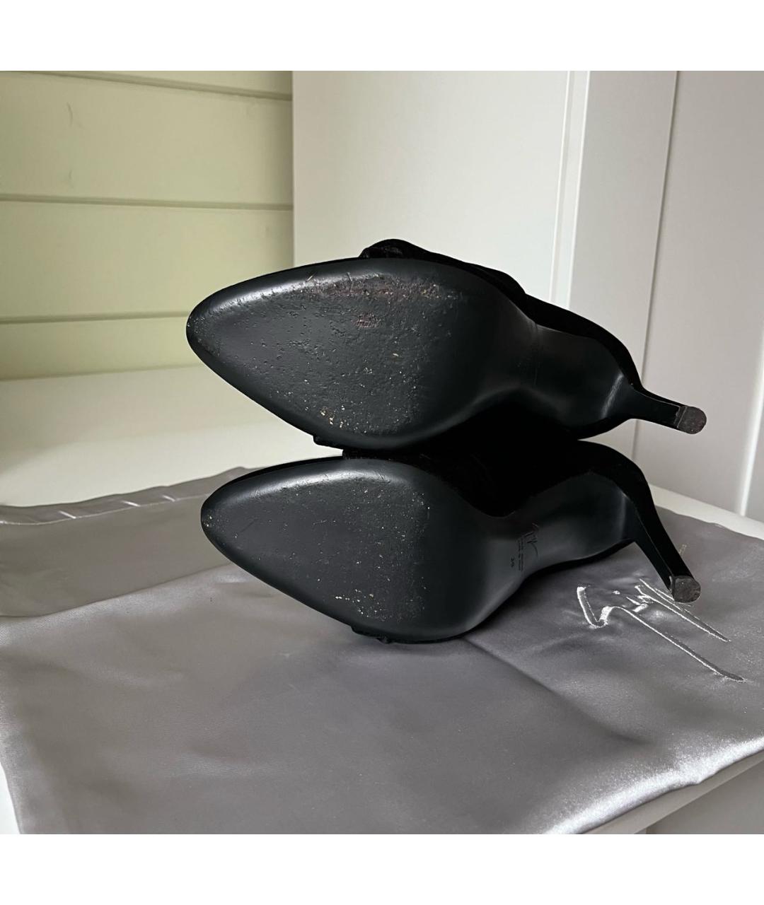 GIUSEPPE ZANOTTI DESIGN Черные бархатные ботильоны, фото 4