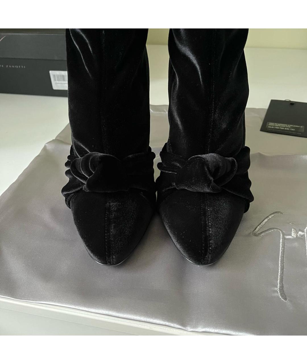 GIUSEPPE ZANOTTI DESIGN Черные бархатные ботильоны, фото 3