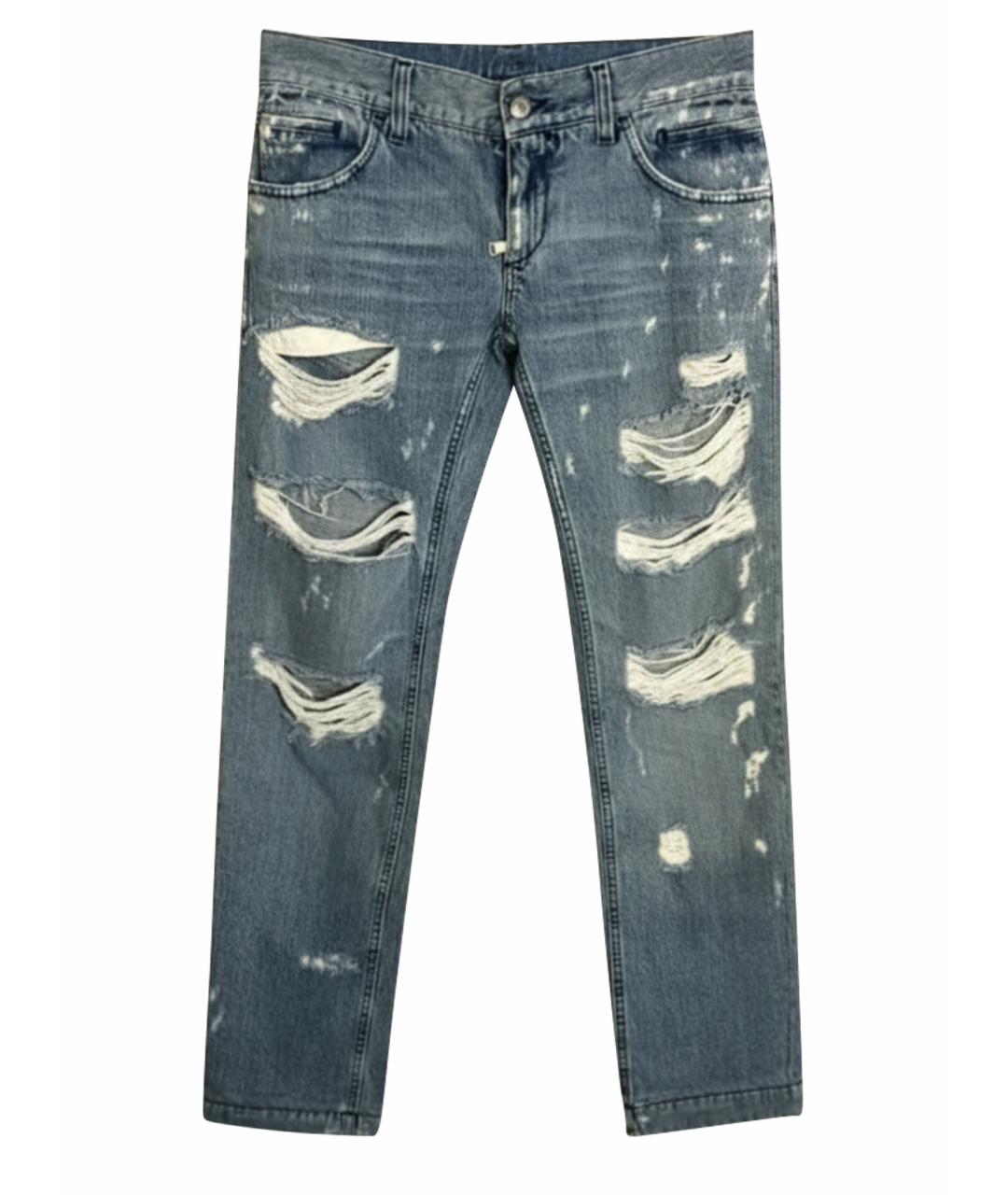 DOLCE&GABBANA Голубые хлопковые прямые джинсы, фото 1