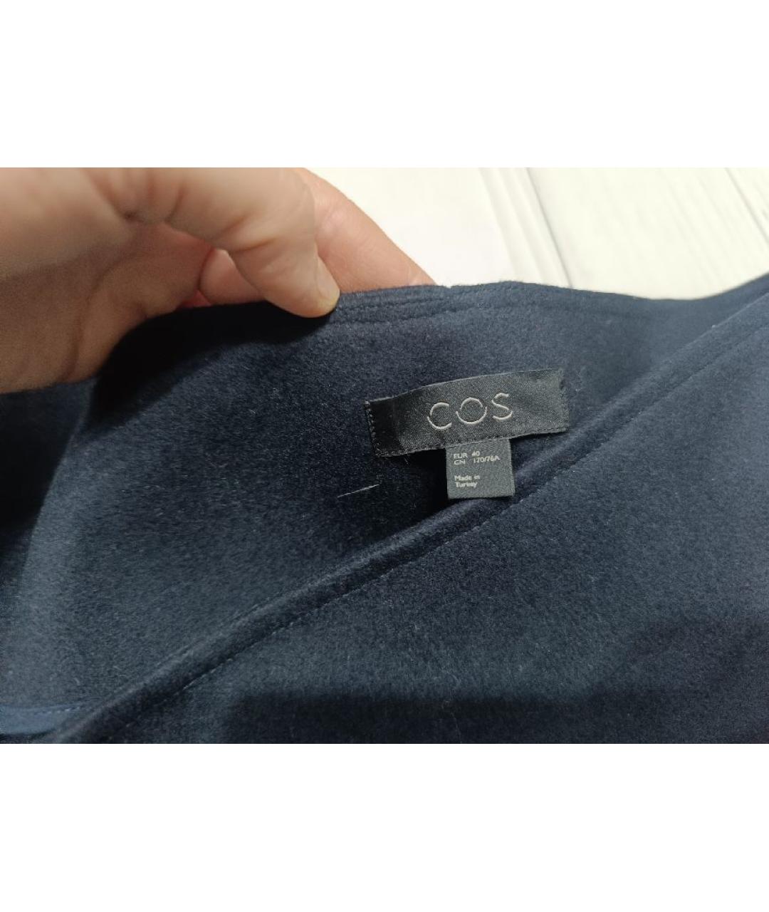 COS Темно-синяя шерстяная юбка мини, фото 6