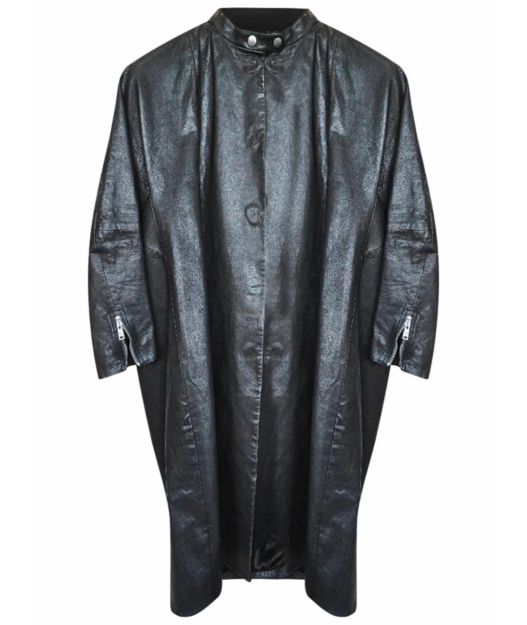 PRADA Черное кожаное пальто, фото 1