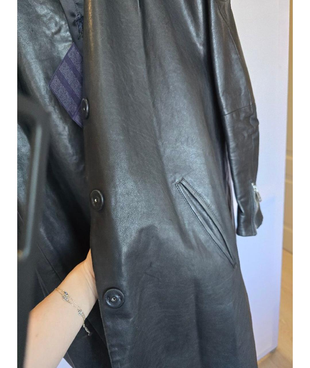 PRADA Черное кожаное пальто, фото 6