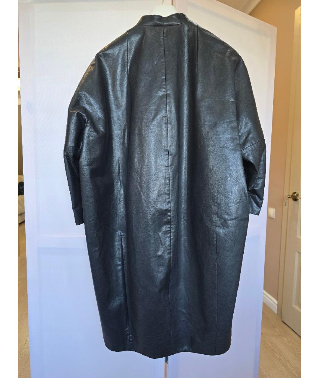 PRADA Черное кожаное пальто, фото 2