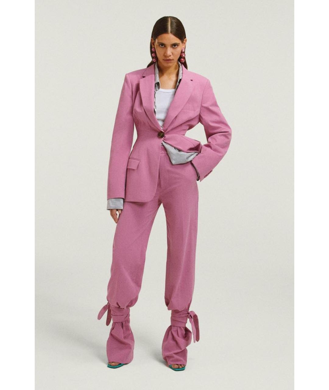 THE ATTICO Розовый хлопковый жакет/пиджак, фото 2