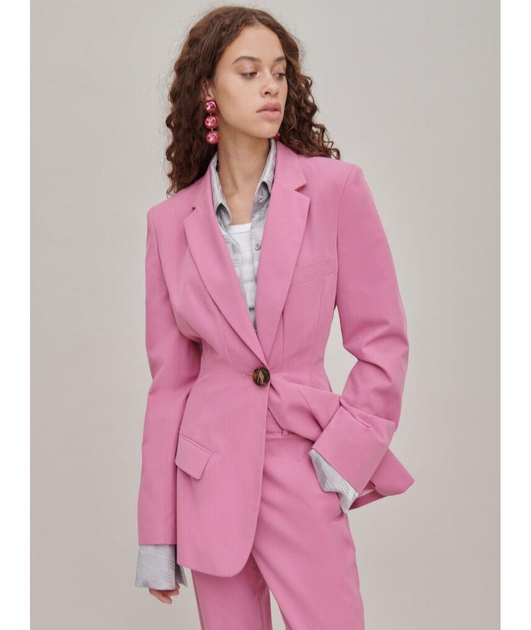 THE ATTICO Розовый хлопковый жакет/пиджак, фото 6