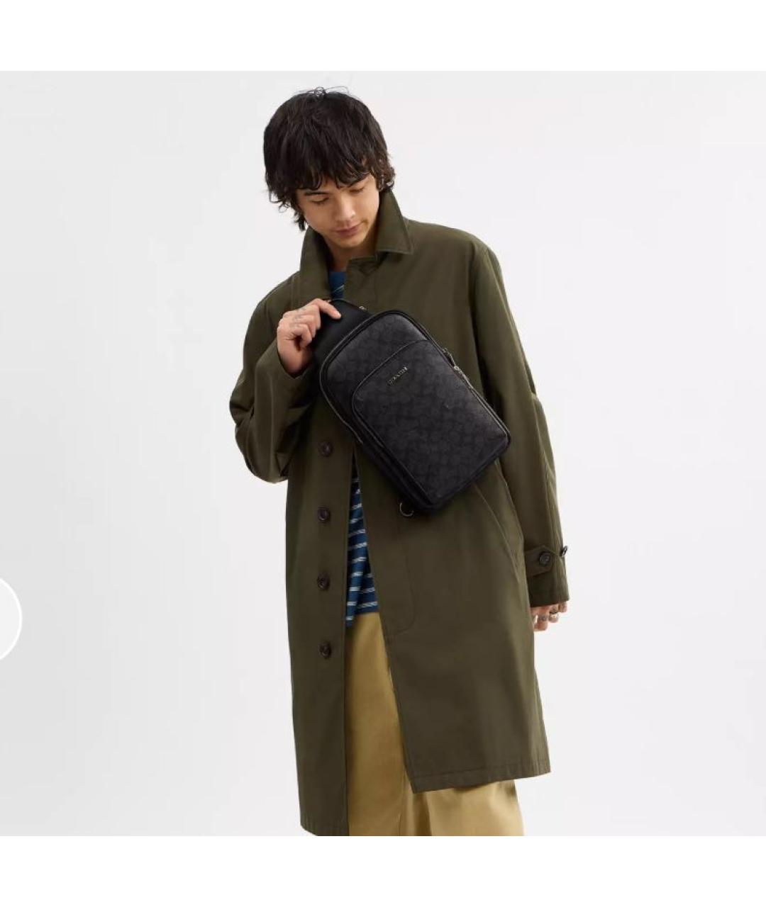 COACH Черная кожаная сумка на плечо, фото 8