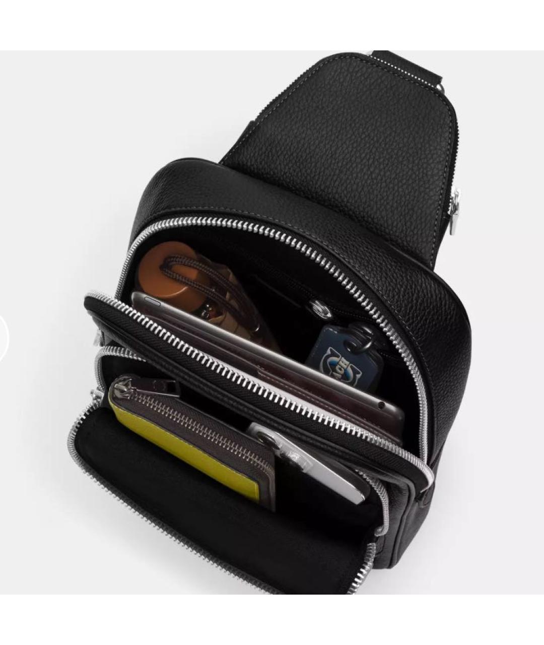 COACH Черная кожаная сумка на плечо, фото 7