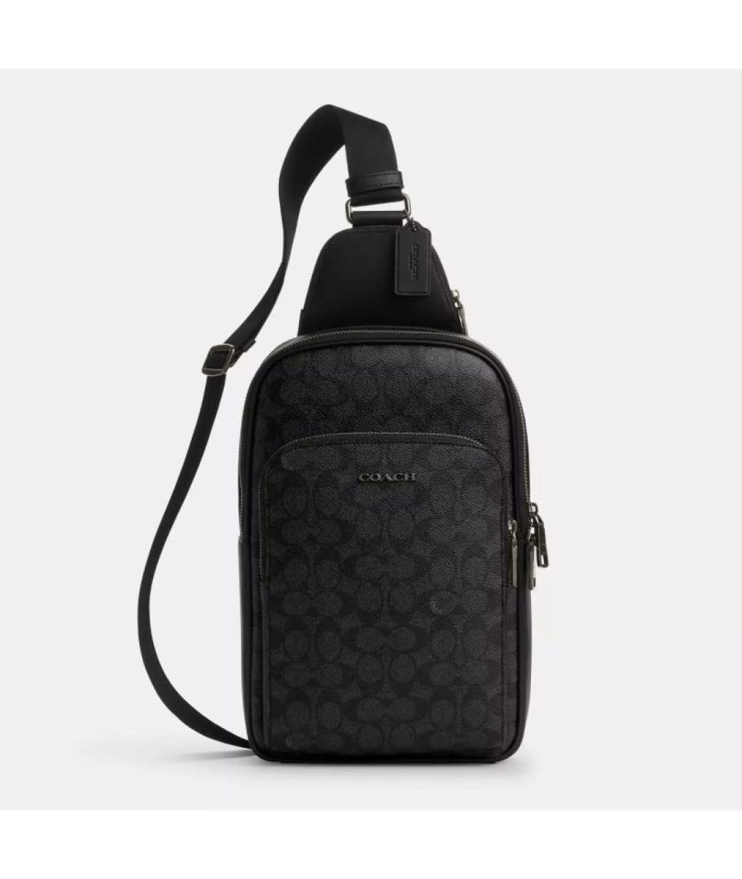 COACH Черная кожаная сумка на плечо, фото 9